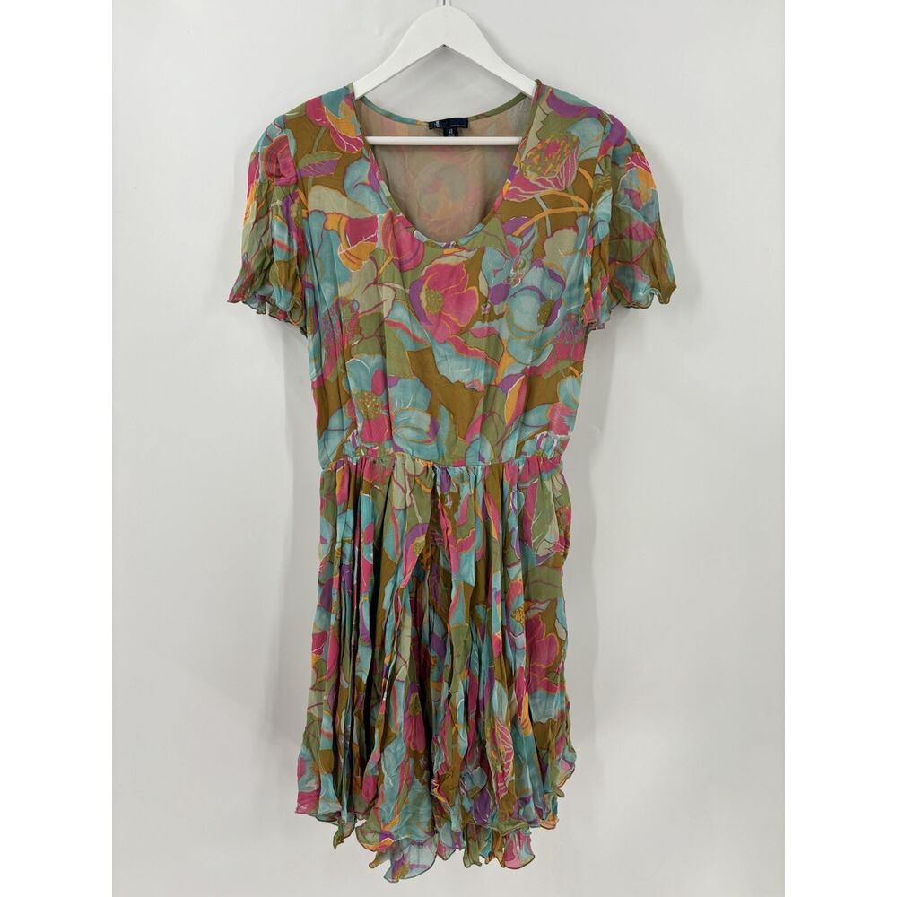 Mila Schon Vintage Dress Blazer Womens 42 / 48 Multicolor Floral Ruffles Layered - Picture 9 of 16